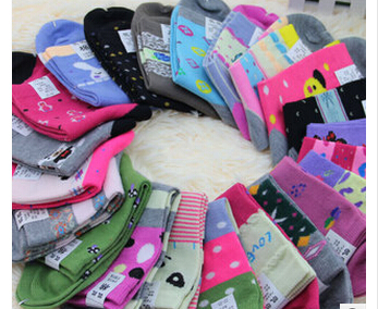 韓國可愛 女士卡通圖案中筒襪 女襪多色可選 襪子批發